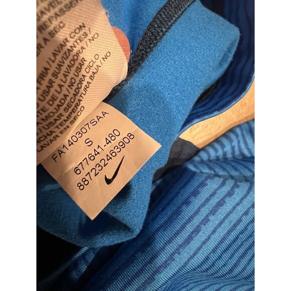 Nike Shirt Mens Small Pro Combat Hyperwarm Fitted Blue Athletic Running Gym - Picture 9 of 9